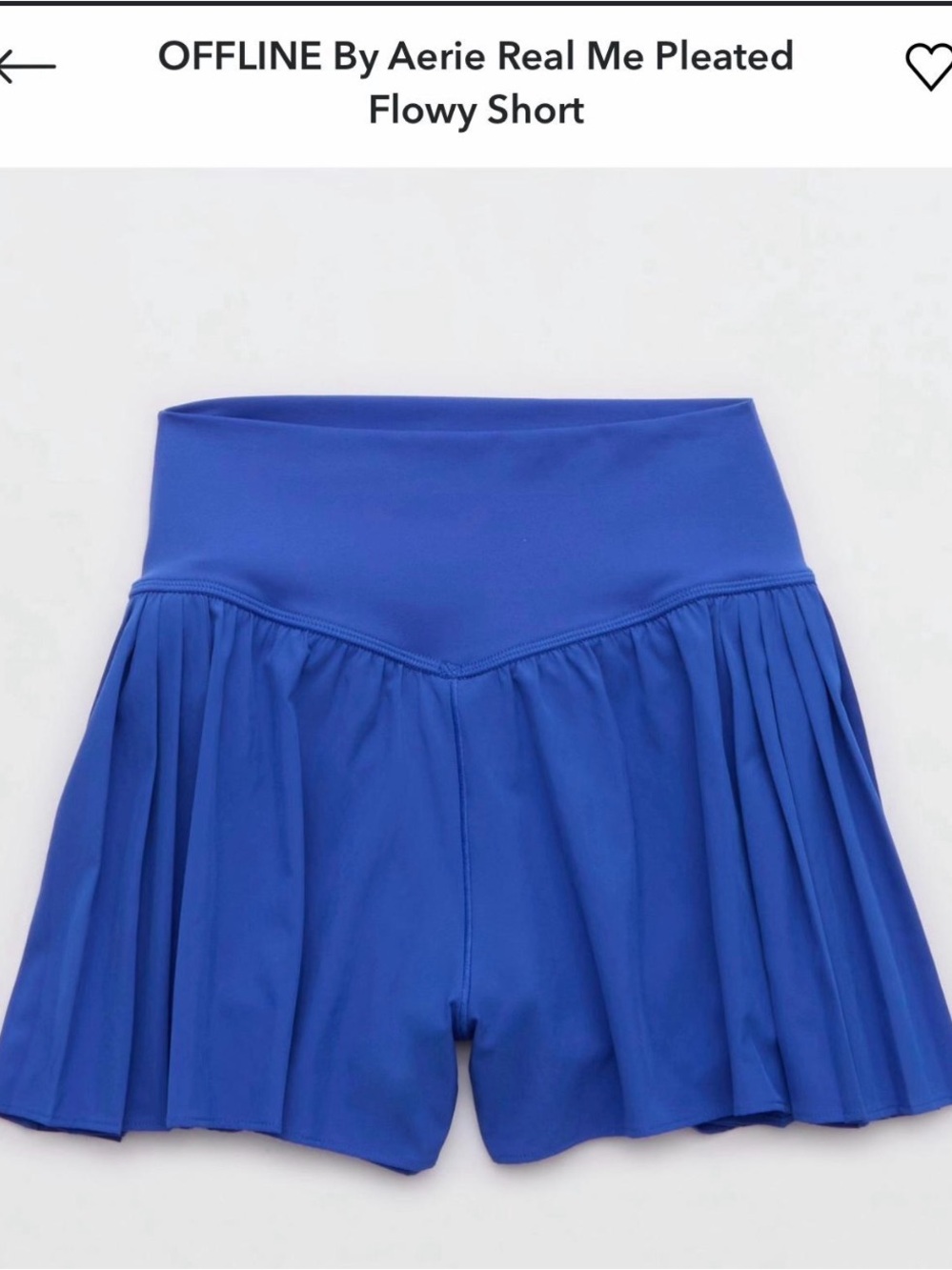 aerie Royal Blue Pleated Flowy Skort